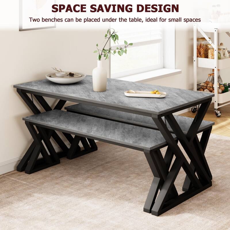 Dining Table Benches Set for 4