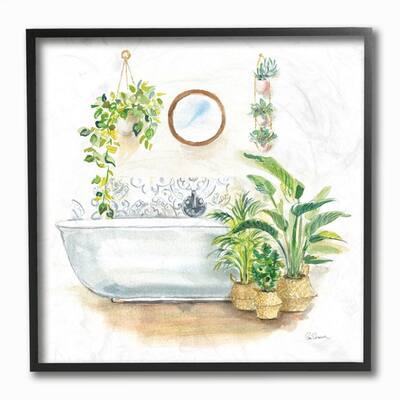 Stupell Serene Bathroom Interior with Greenery Plants Painting Framed Wall Art