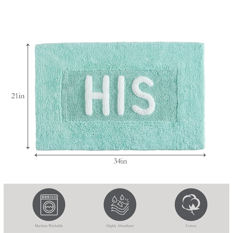 Jean Pierre Novelty Cotton Bath Rug - 21"x34" - "His" & "Hers"