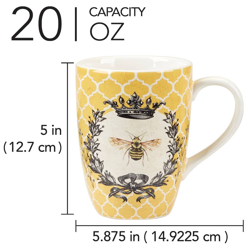 Certified International French Bees Set of 4 Mugs