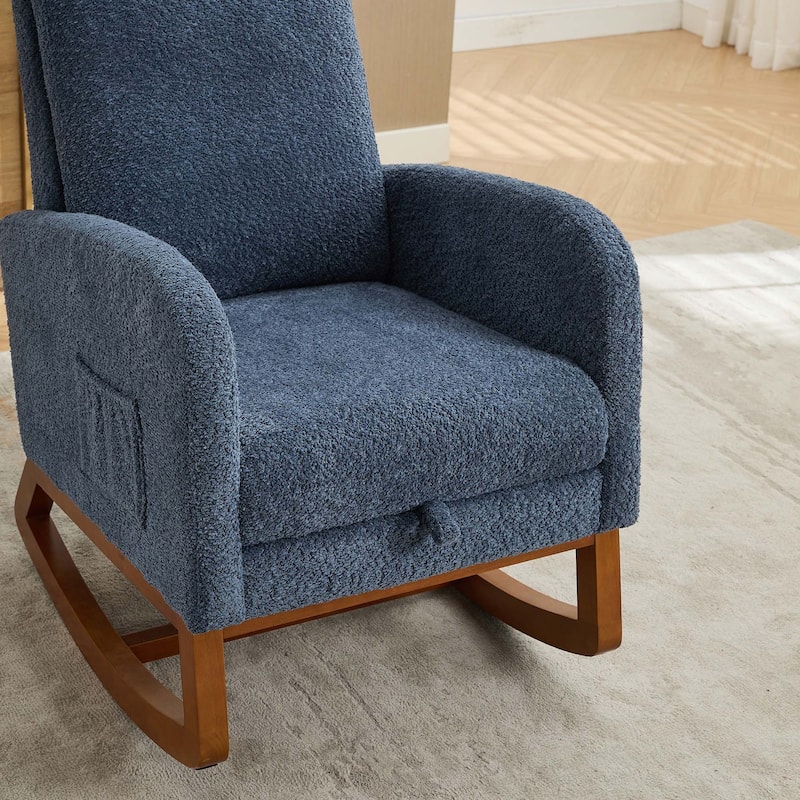 25.4"W High Back Rocking Chair with Retractable Footrest
