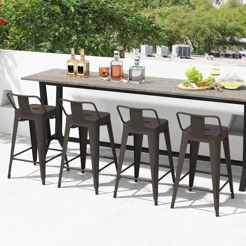Costway Set of 4 Low Back Metal Counter Stool 24'' Seat Height - see details