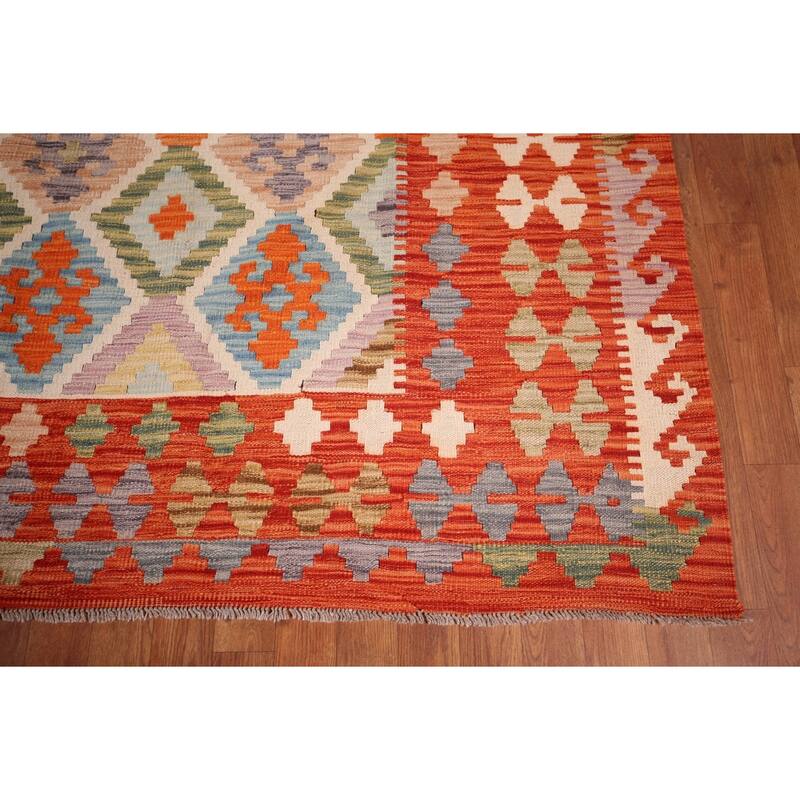 Multicolor Kilim Oriental Large Area Rug Hand-Woven Wool Carpet - 10'4"x 15'7"