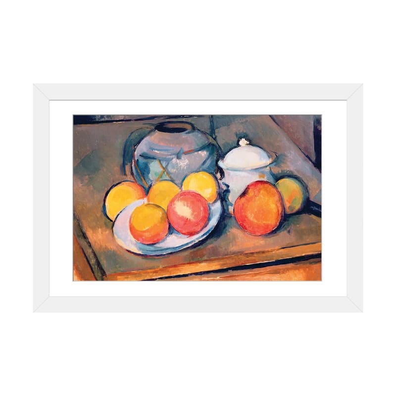 iCanvas "Straw-covered vase, sugar bowl and apples, 1890-93 " by Paul Cezanne - White - 16x24x1