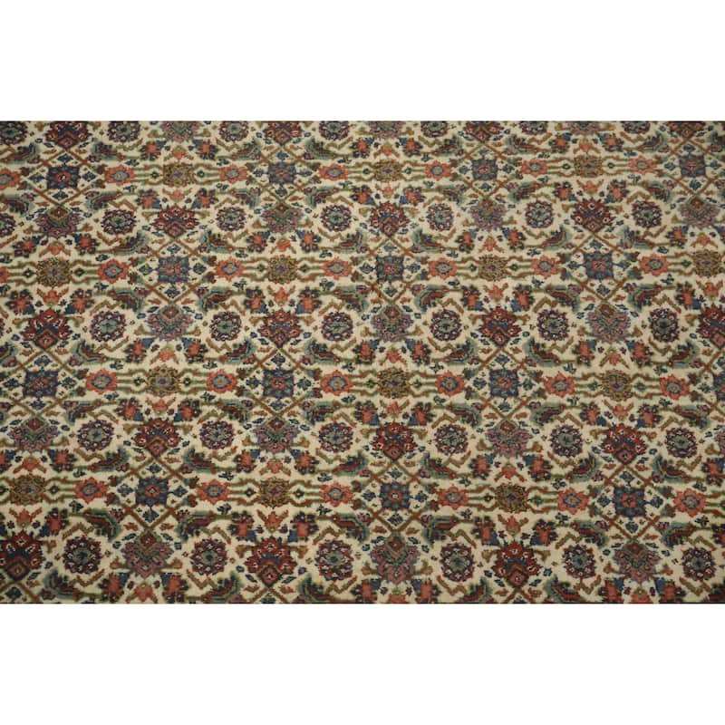 Hand Knotted Oriental 100% Wool Carpet Traditional Geometric Beige & Ivories Tabriz Area Rug - 9' 9'' X 6' 3''