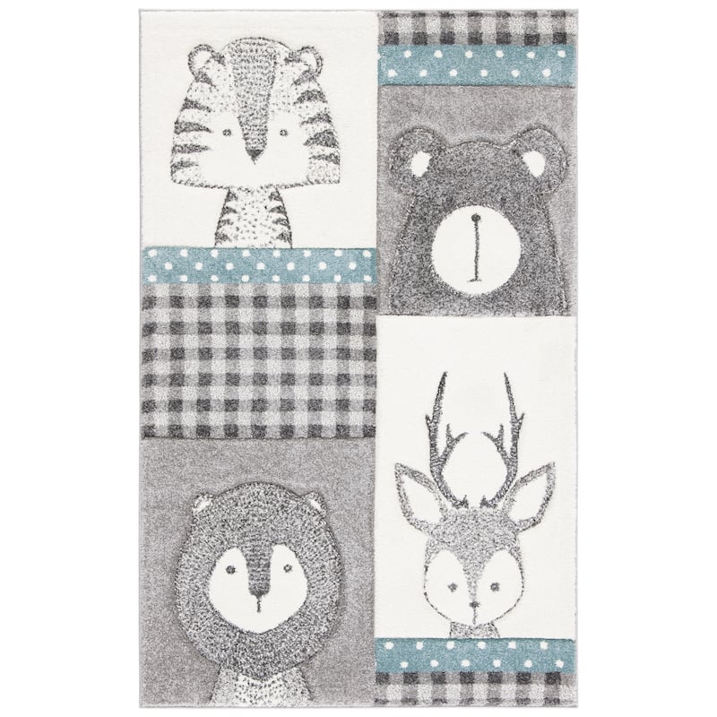 SAFAVIEH Carousel Kids Jeremy Animal Rug - 2' x 3' - Grey/Ivory
