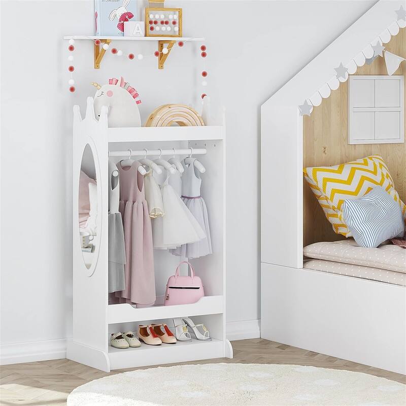 Kids Dress up Storage with Mirror - 14.96"D x24.53''W x 45.3''H