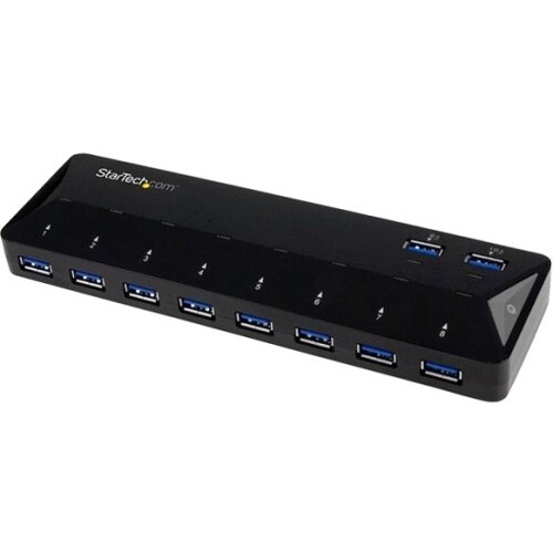 "StarTech ST103008U2C StarTech.com 10-Port USB 3.0 Hub with Charge and Sync Ports - 2 x 1.5A Ports - Desktop USB Hub and
