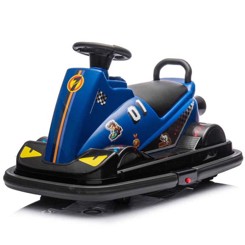 360° Rotating Bumper Car for Kids with LED Wheels and Dual Motors