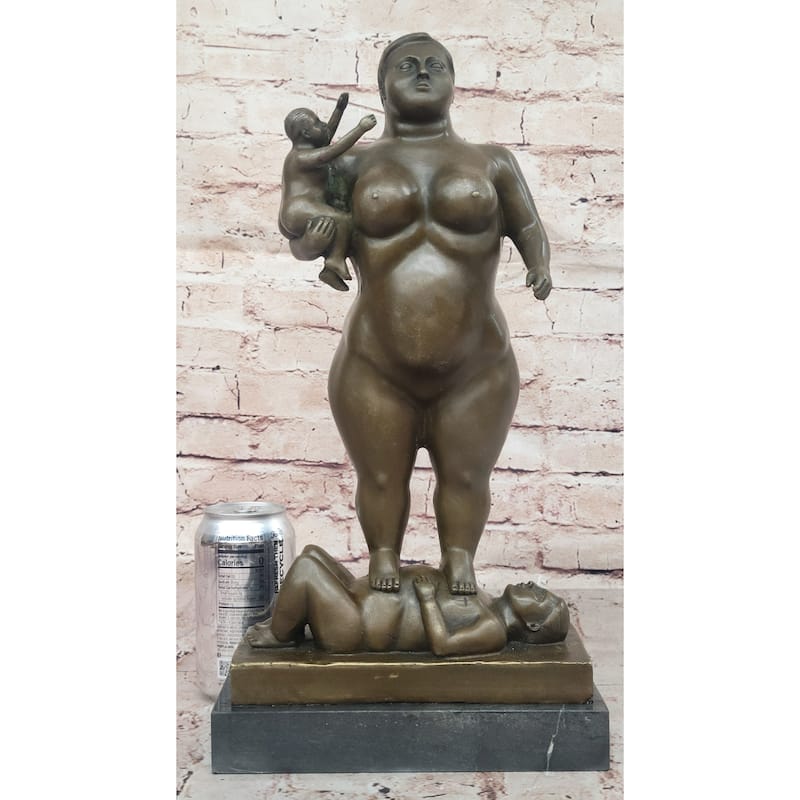 Fernando Botero Plump Family Bronze Figurine Statue Marble Base Figurine Modern 17 Inches X 9.5 Inches