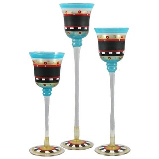 Shop Set Of 3 Mosaic Chalkboard Hand Painted Stemmed Votive Candleholders 12 Overstock 16606021
