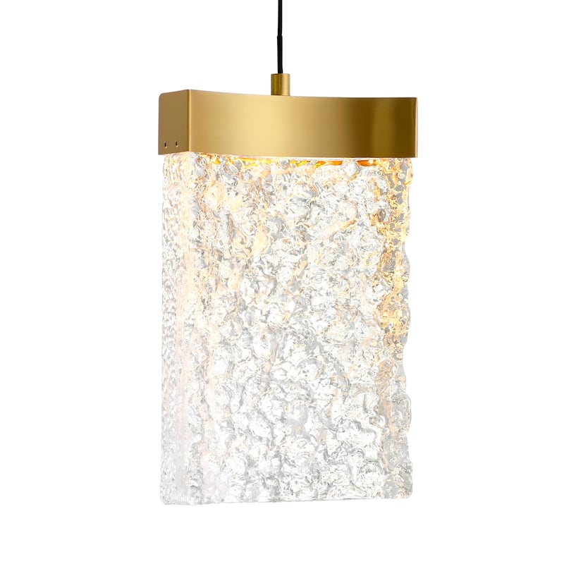 Lava Integrated LED 6in Brass Mini Pendant with Handcrafted Glass