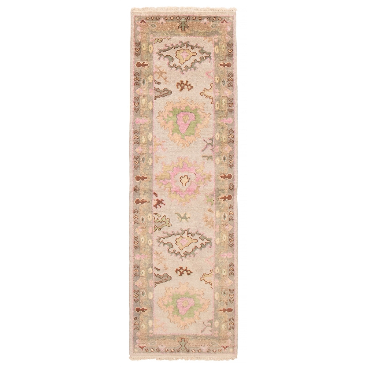 ECARPETGALLERY Hand-knotted Modern Oushak Light Grey Wool Rug - 2'4 x 7'9