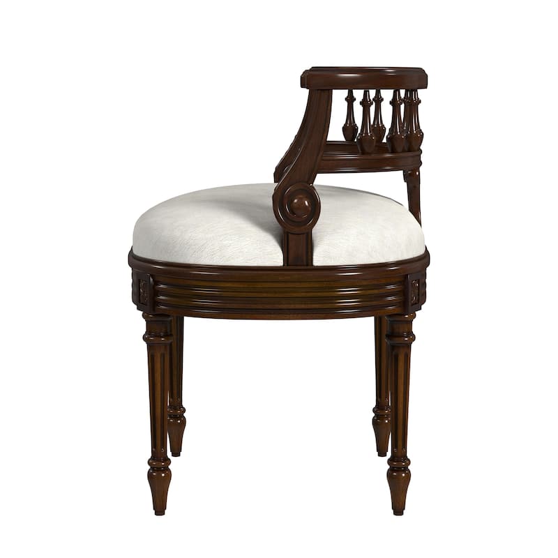 Hathaway 22.5 in. W Oval Upholstered and Wood Traditional Vanity Seat