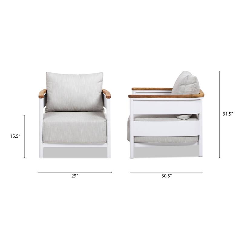 Rhodes Upholstered Teak & Aluminum Outdoor Patio Conversation Set