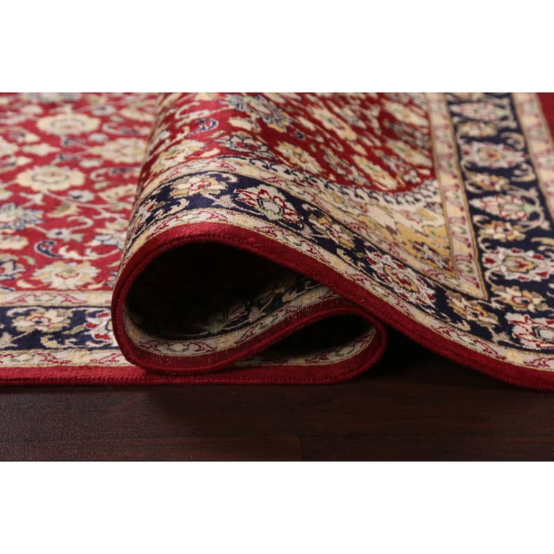 Floral Vegetable Dye Nain Oriental Area Rug Wool Hand-knotted Carpet - 3'11" x 6'4"