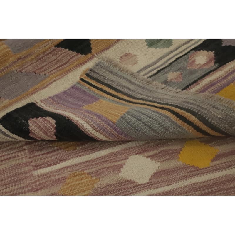 Hand Woven Oriental 100% Wool Carpet Southwestern Tribal Multi-Colored Kilim Runner Rug - 5' 9'' X 2' 0''