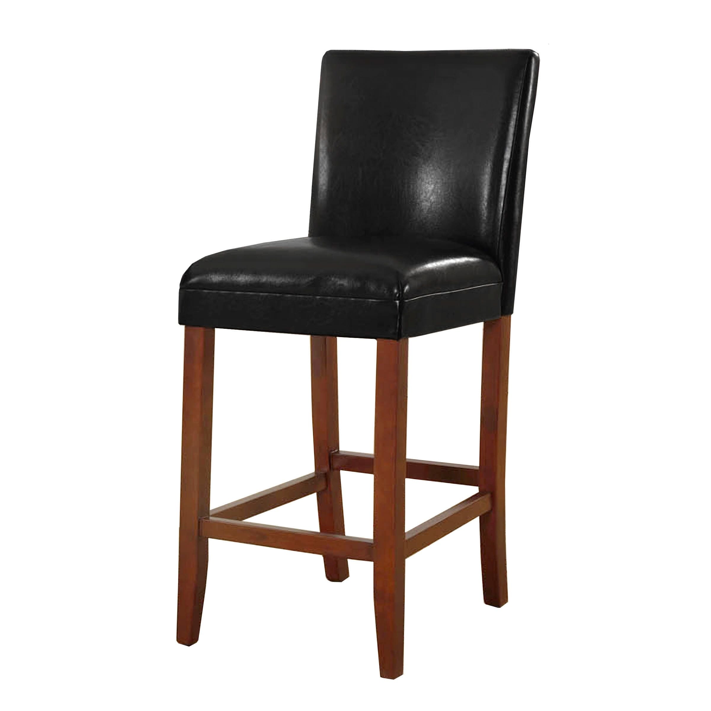 Country Series Bar Stool 29-Inch in Dark Cherry Finish with Faux Leather Set 2 