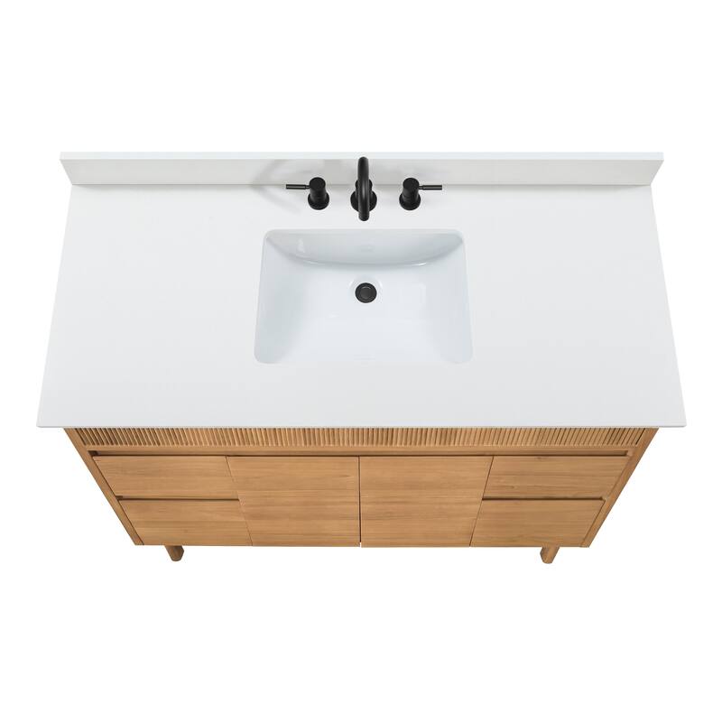 Avanity Kayla Bathroom Vanity in Natural Teak with White Engineered Stone Top