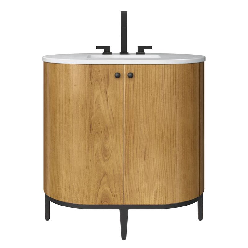 James Martin Vanities D300-V36-CAR Bellamy 36" Free Standing Single - Rustic Oak / Carrara Marble - Oak Finish
