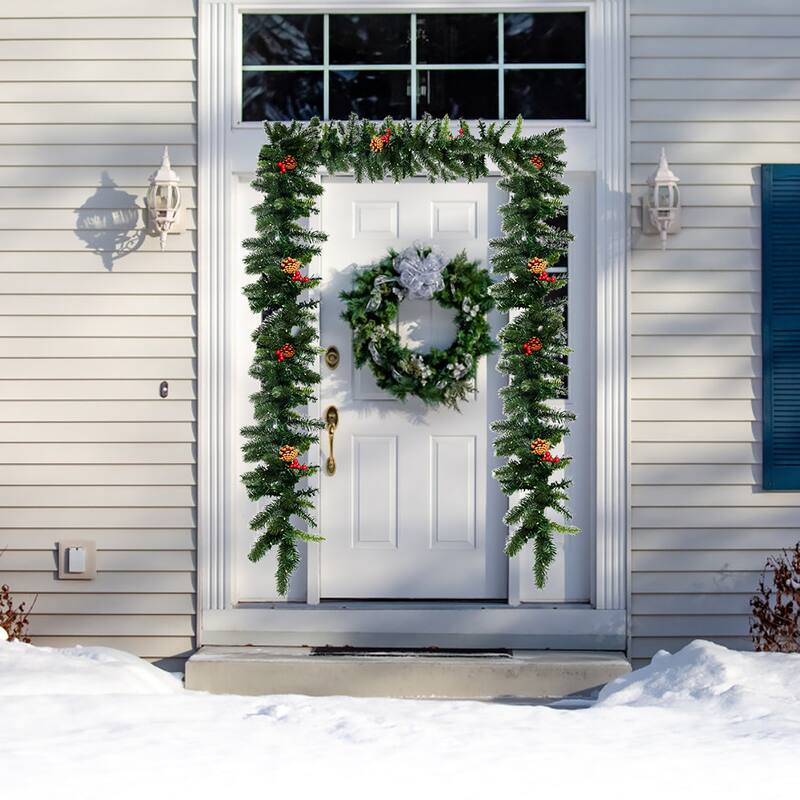 9 FT Pre-lit Christmas Garland Holiday Artificial Decor - Green