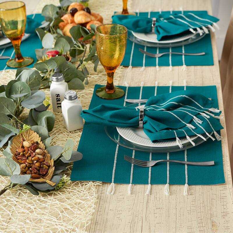 Gray and White Stripe Tassel Placemat (Set of 4)