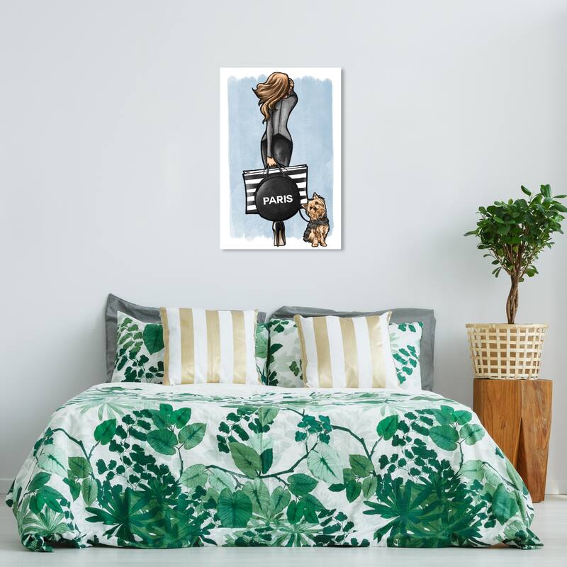 Wynwood Studio Canvas Fashion and Glam Fashion Walk Friend Blue and Pastel Blue Glam Wall Art Canvas Print - 36 x 24