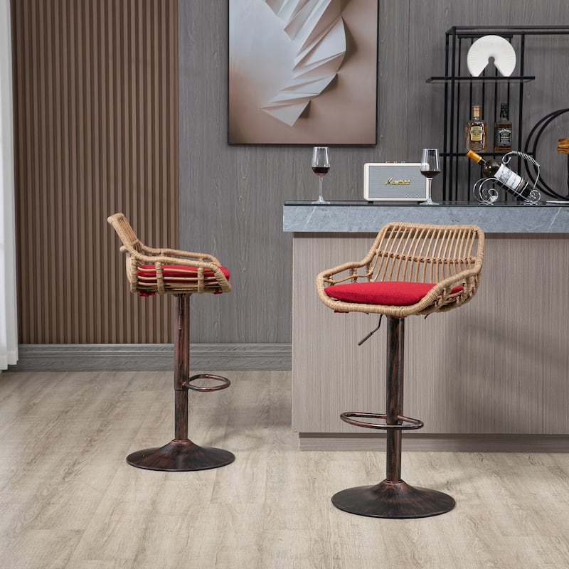 Ostweer Furniture Modern Beige Swivel Bar Stools Set of 2