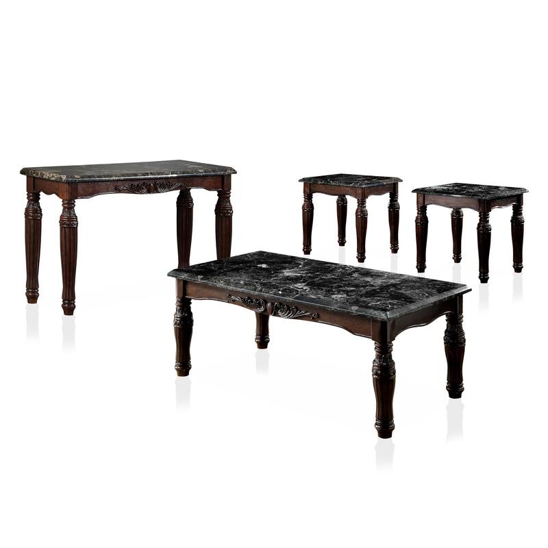 Haia Traditional Espresso Wood 3-Piece Coffee Table and End Tables Set by Furniture of America - Espresso