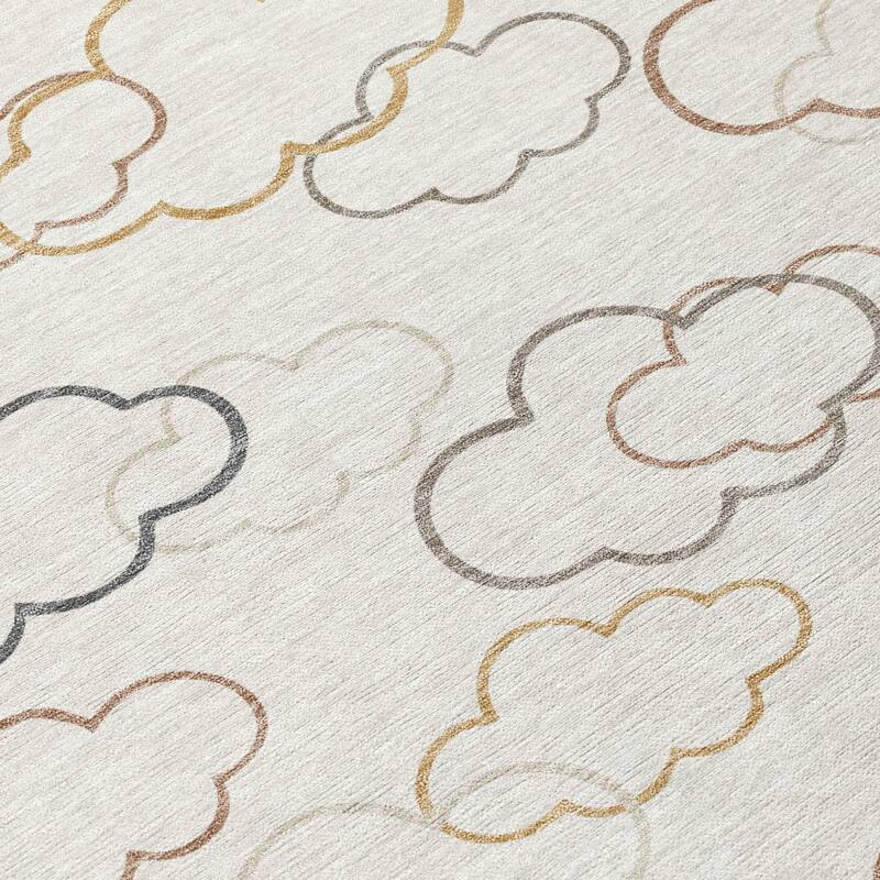 Machine Washable Indoor/ Outdoor Modern Clouds Chantille Rug