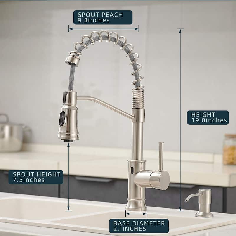 Single Hole Brushed Nickel Touchless Pull Down Kitchen Faucet