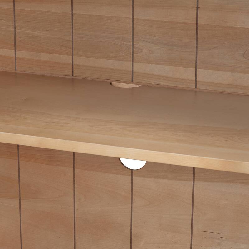 4-Door Large Storage Sideboard Buffet Cabinet with Glass Doors, Cabinet with Adjustable Shelves for Kitchen and Living Room