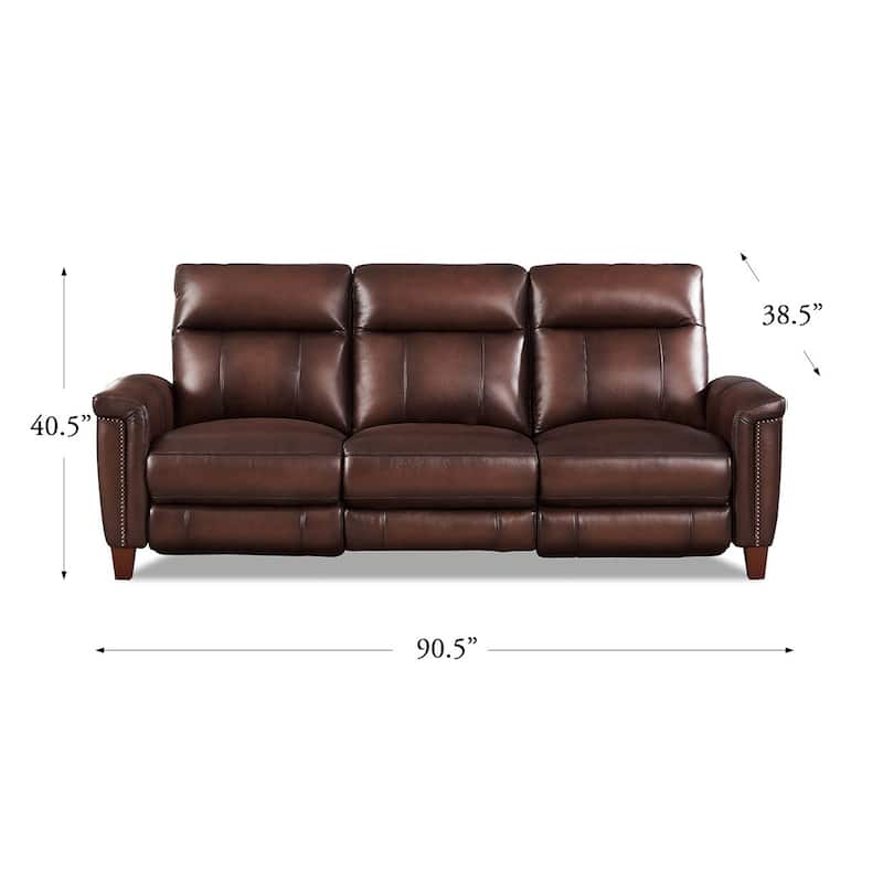 Hydeline Sherwood Zero Gravity Power Recline and Headrest Top Grain Leather Reclining Sofa