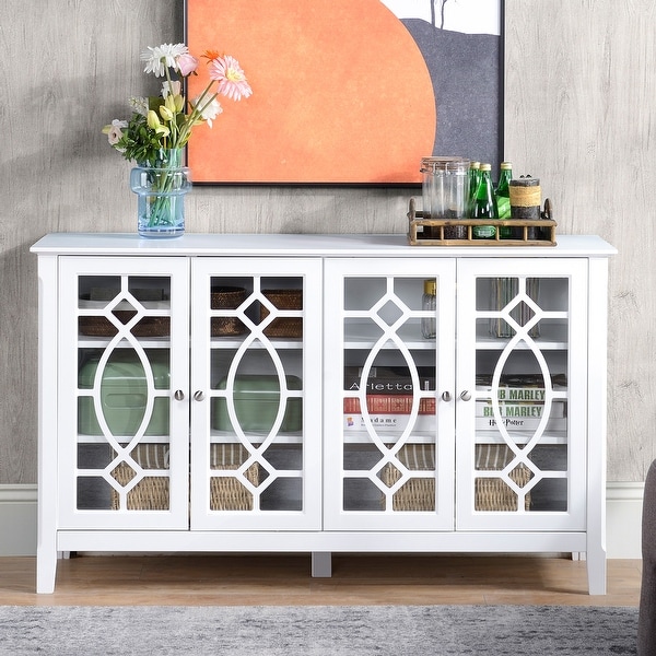 HOMCOM Wood Accent Sideboard Buffet Serving Storage Cabinet with 4