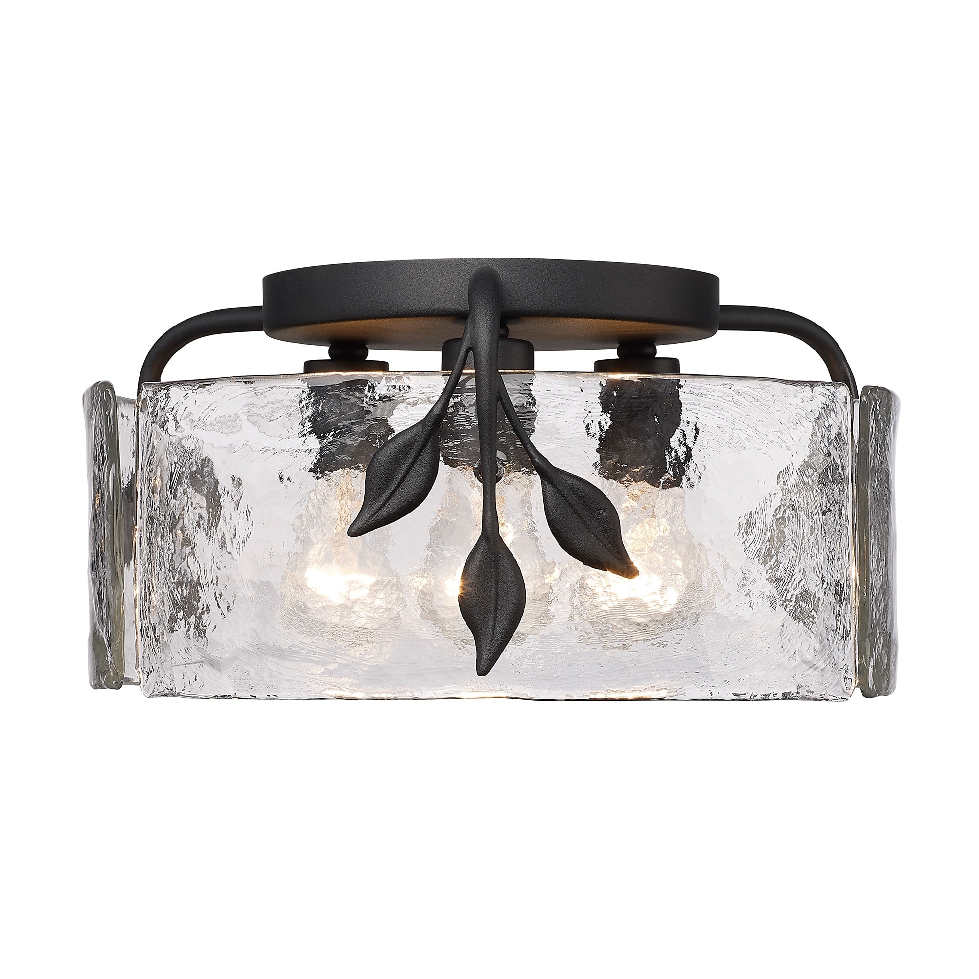 Golden Lighting Calla 3-light Flush Mount in Natural Black