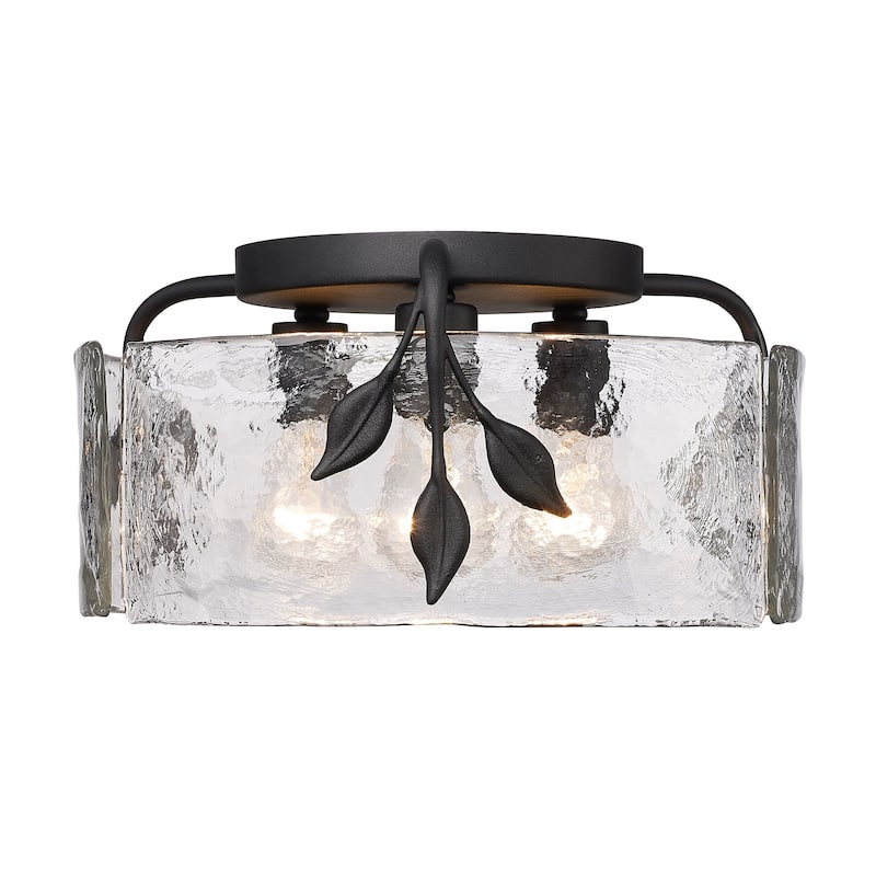 Golden Lighting Calla 3-light Flush Mount in Natural Black