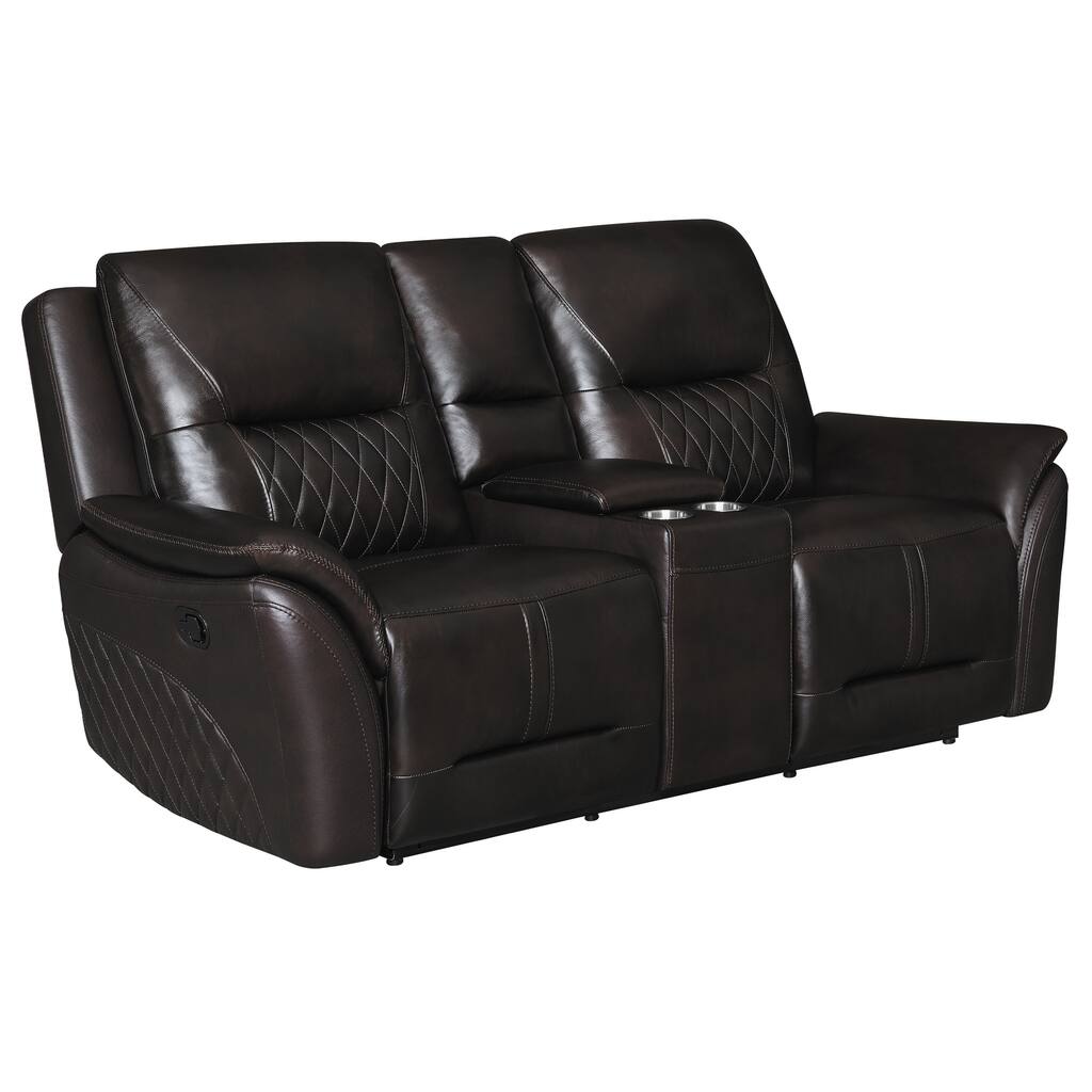 Dexter Dark Brown Tufted Back Upholstered Motion Loveseat