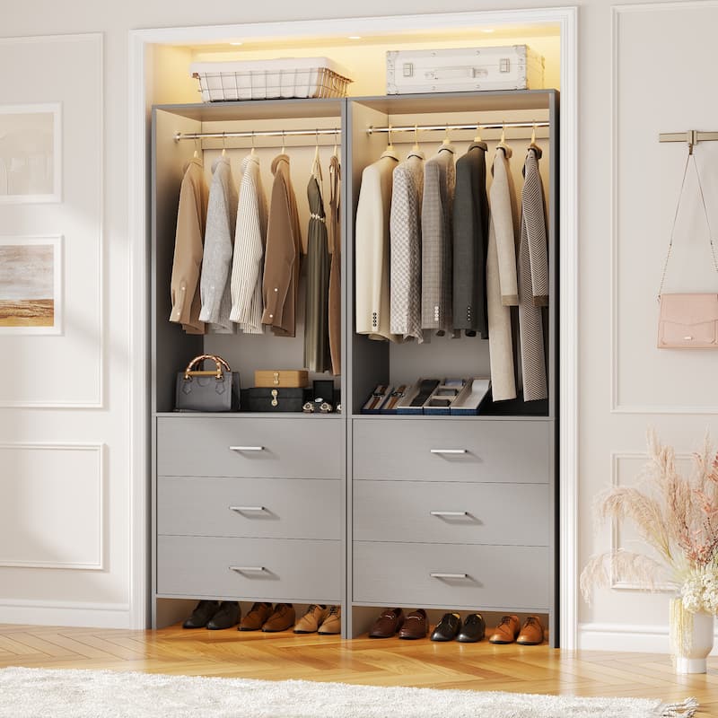 Cimly Freestanding Closet Sytem with Drawers, Closet Organizer Wardrobe for Walk-in and Reach-in Closet