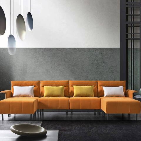 Sofa Couch, Mid-Century Suede Seat for Living Room