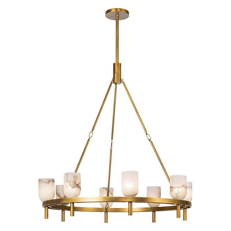 Alora Lighting CH338836 Lucian 8 Light 37" Wide Ring Chandelier - Vintage Brass / Alabaster
