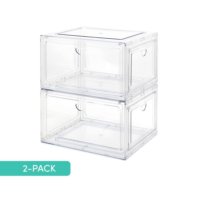 Qualiazero Stackable, Double Magnetic Doors, Organizer & Shoebox, Clear