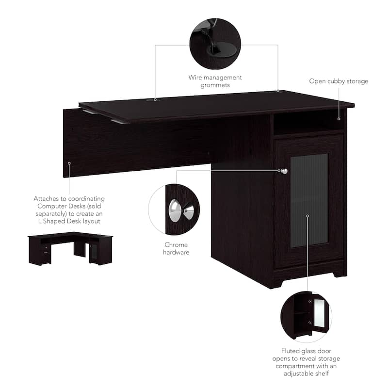 Bush Furniture Cabot Desk Return with Storage for Home Office Desk