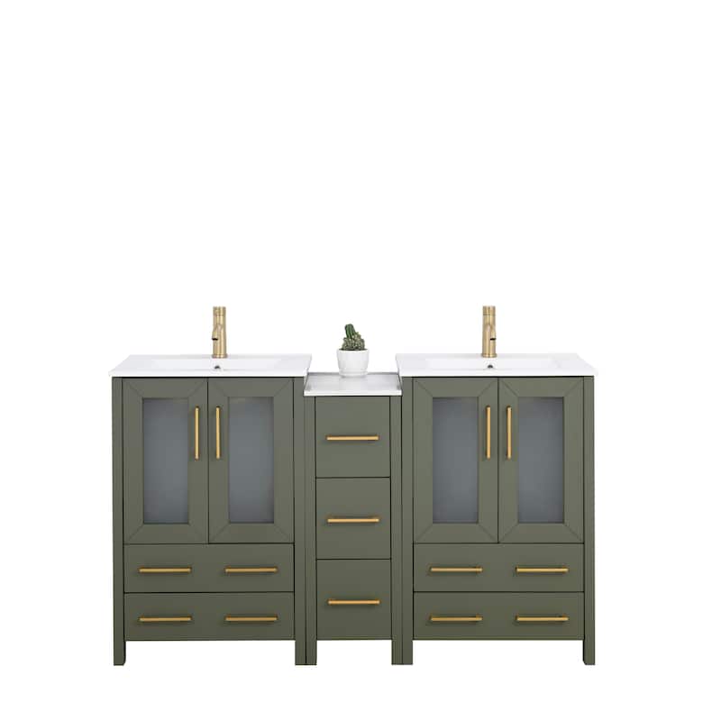 Vanity Art 60 in. Double Sink Bathroom Vanity with Top and Mirrors - 60 X 18.1 X 35.8