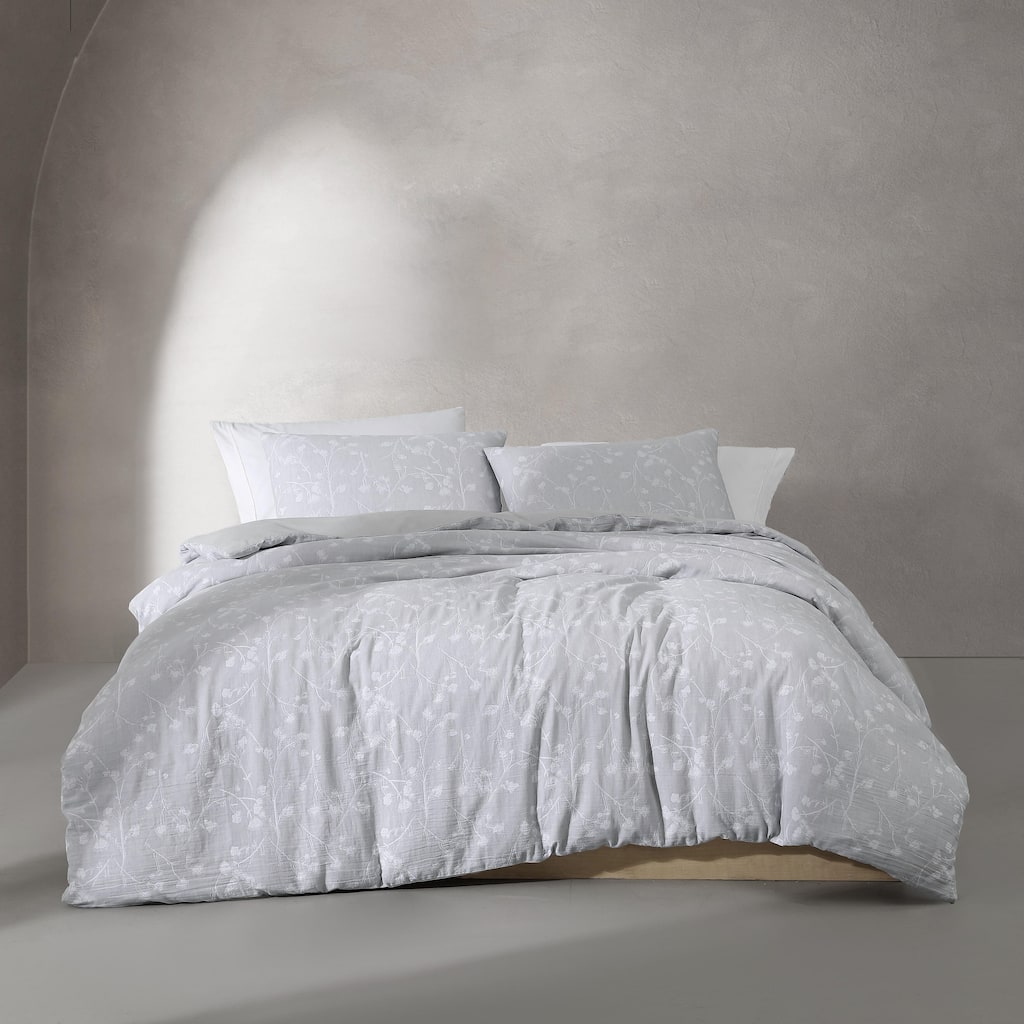 Calvin Klein Umbra Floral Cotton Grey Duvet Cover Set