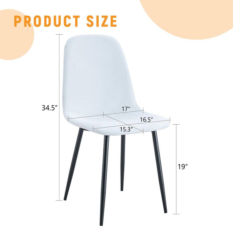 Minimalist Dining Chair Set of 4, Linen Fabric Kitchen Chair with Metal Legs Modern Armless Side Chair for Office