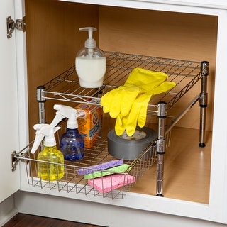 Chrome Cabinet or Sink Organizer with Basket and Shelf