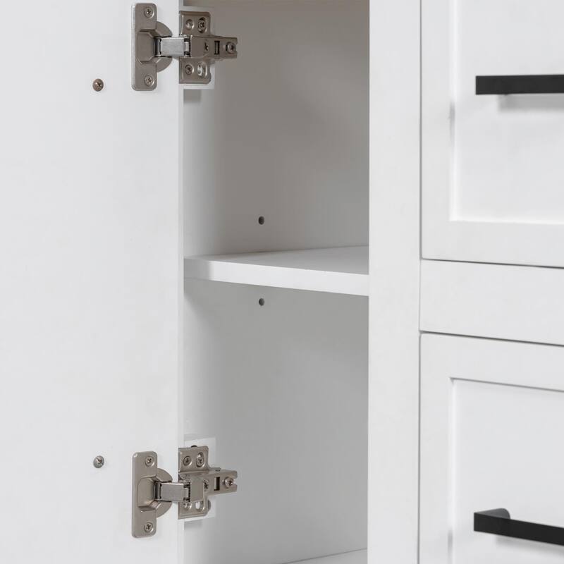 36" Bathroom Vanity with Integrated Resin Sink - 4 Drawers, 2 Doors