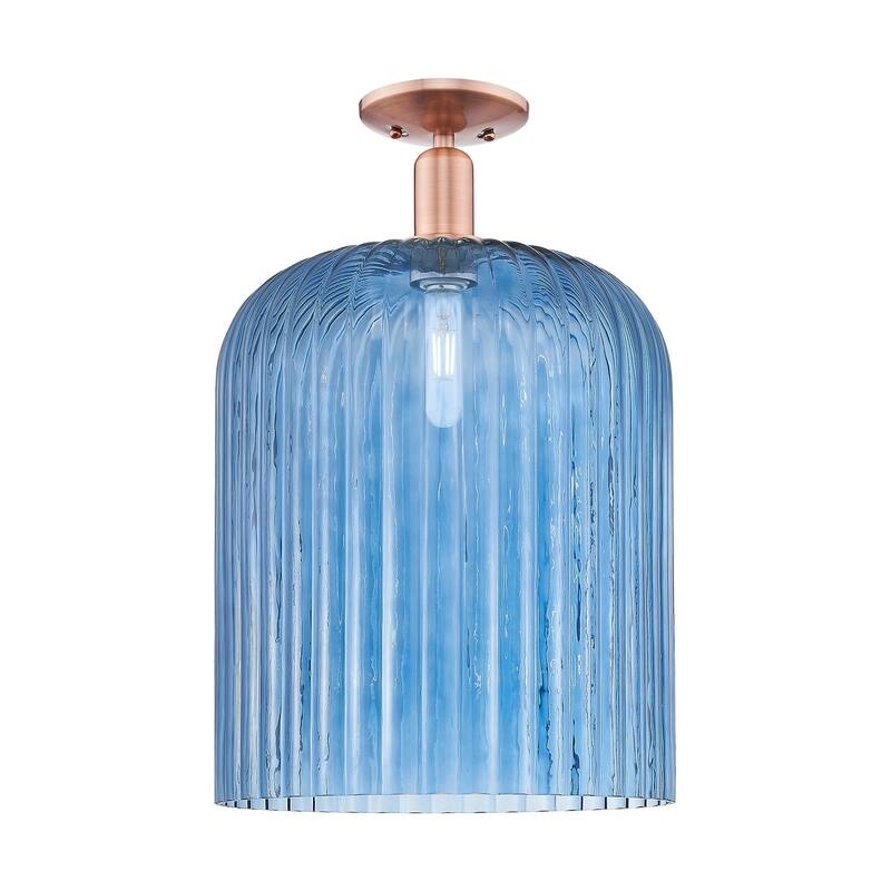 Innovations Lighting 716-1C-19-12 Bridal Veil Semi-Flush Bridal Veil - Antique Copper / Blue