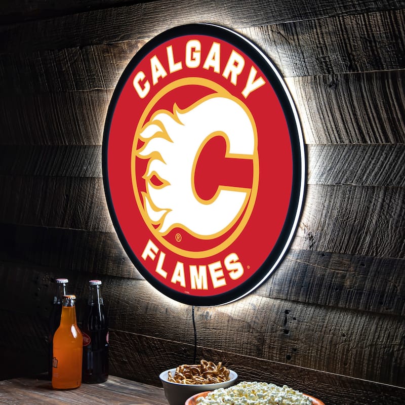 Calgary Flames LED Lighted Sign - Clear