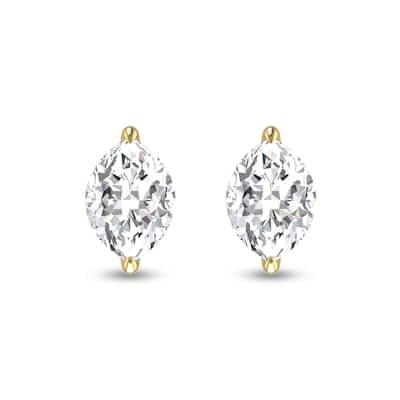 Marquee Lab Grown 1/4 Carat Marquise Solitaire Diamond Earrings in 14K Yellow Gold